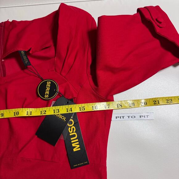 MIUSOL Retro Style Fit & Flare Stretchy Dress Red Classic Romantic Rockabilly XL - Picture 7 of 10